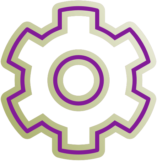 outline of purple cog wheel icon